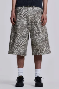 Leopard Fade Colossus Jorts-Jaded London Flash Sale