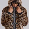 Leopard Faux Fur Hooded Mendoza Jacket-Jaded London Clearance