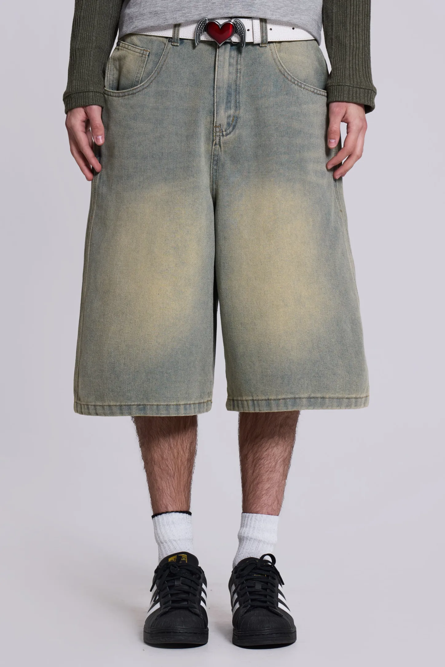 Light Wash Jumbo Jorts-Jaded London Shop