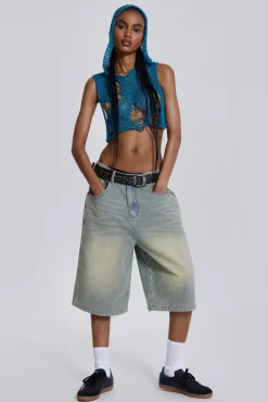 Light Wash Jumbo Jorts-Jaded London Store
