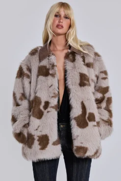 Lorax Cow Faux Fur Jacket-Jaded London Flash Sale