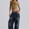Mid Blue Crash Biker Colossus Jeans-Jaded London Cheap