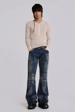 Oatmeal Haze Henley-Jaded London Cheap