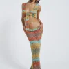 Odette Striped Laddered Knit Maxi Skirt-Jaded London Shop