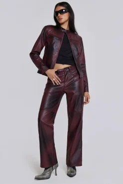 Oxblood Faux Leather Pants-Jaded London Store