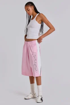 Pink Overdue Basketball Shorts-Jaded London Shop
