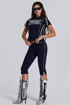 Racer Capri Trousers in Navy-Jaded London Outlet