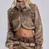 Raven Faux Fur & Leather Crop Jacket-Jaded London Fashion