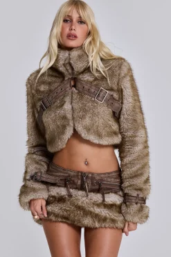 Raven Faux Fur & Leather Crop Jacket-Jaded London Fashion
