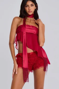Regina Corset Top In Scarlet Red-Jaded London Fashion