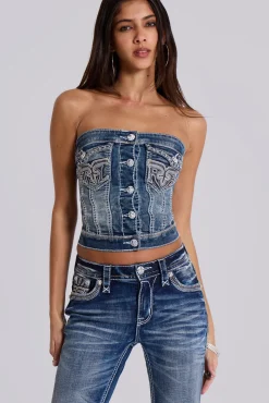 Rock Revival Denim Corset Top-Jaded London Fashion