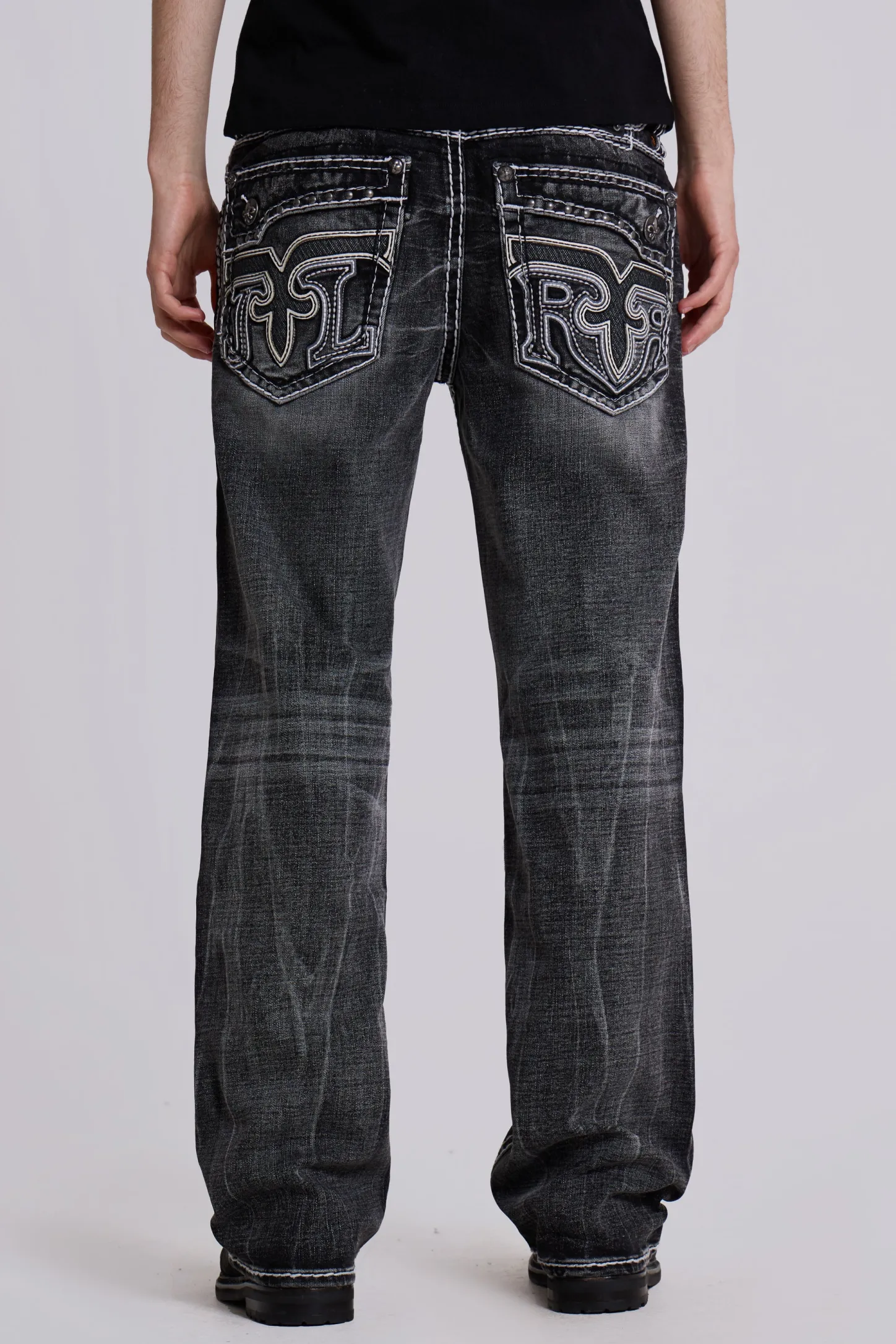 Rock Revival Washed Black Gwen Bootcut Jeans-Jaded London Outlet