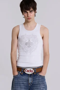 Rock Revival White Fleur De Lis Vest-Jaded London Shop