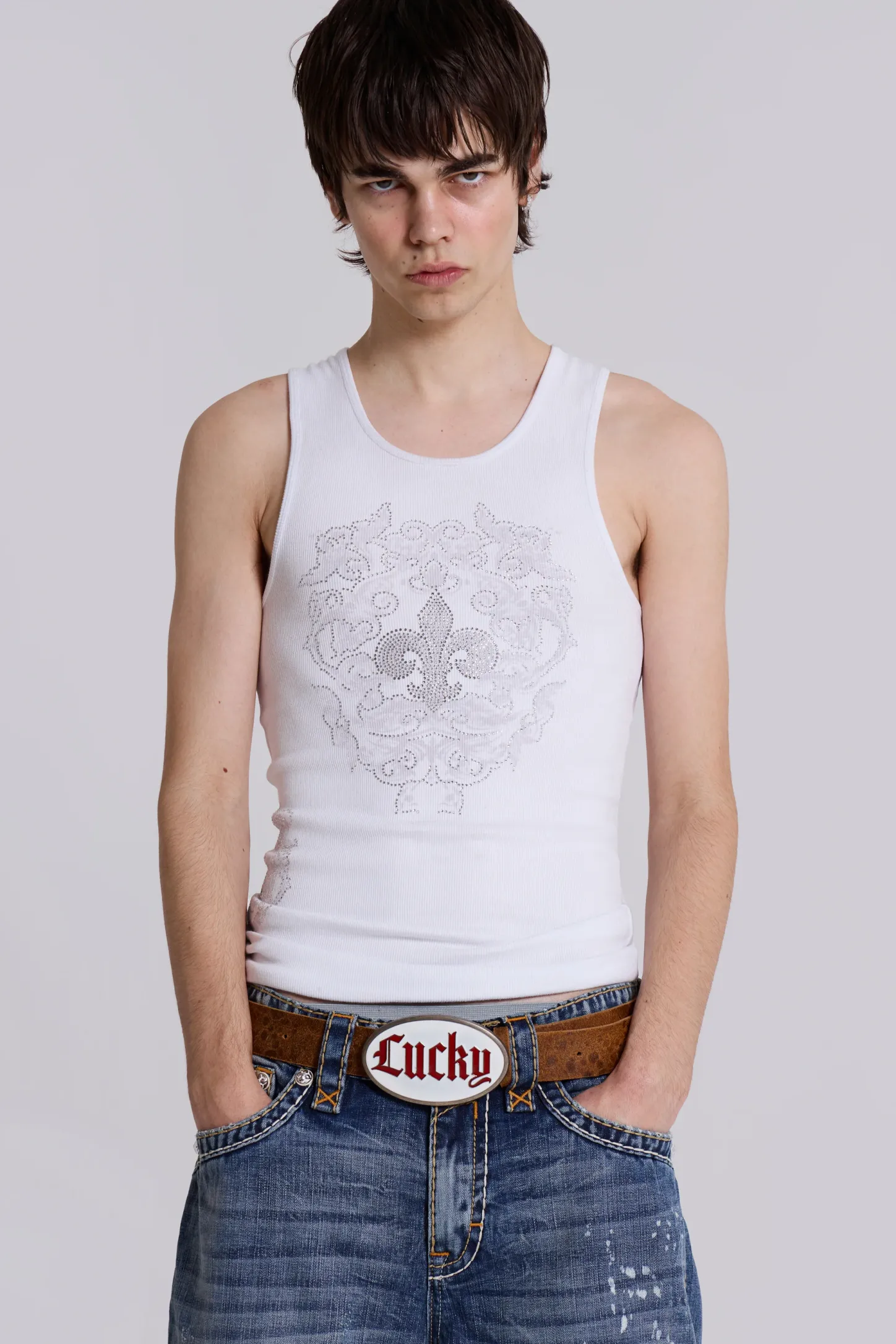 Rock Revival White Fleur De Lis Vest-Jaded London Shop