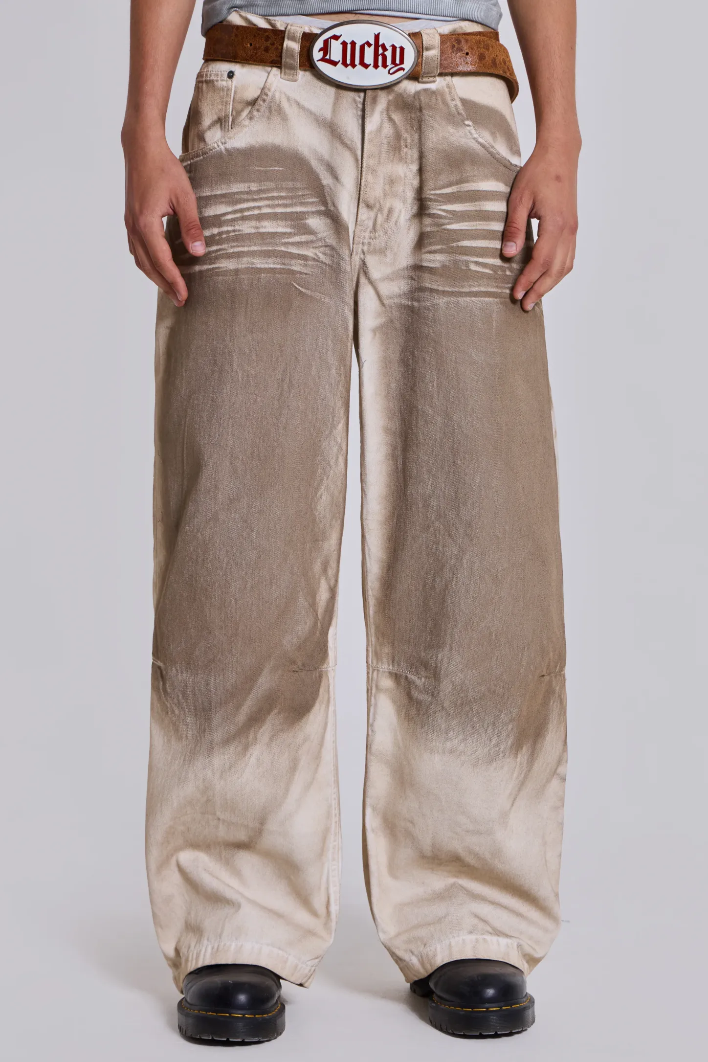 Sand Oil Wash Colossus Jeans-Jaded London Best Sale