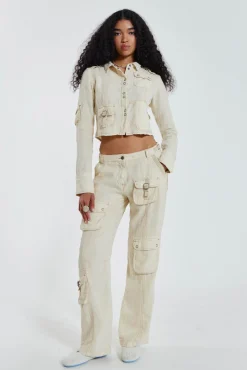 Santal Linen Cargo Trousers-Jaded London Clearance