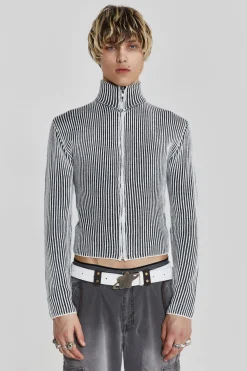 Shadow White Lucid Knit Track Top-Jaded London Clearance