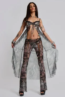 Snake Laced Mesh Trousers-Jaded London Clearance