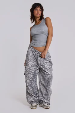 Snow Leopard Parachute Pants-Jaded London Store