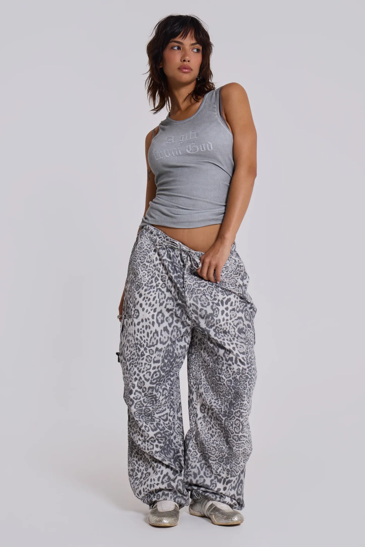 Snow Leopard Parachute Pants-Jaded London Store