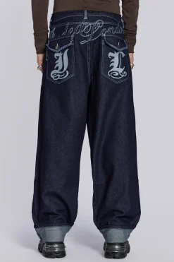 Sonic Embroidered Baggy Jeans-Jaded London Cheap