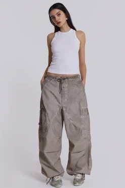Stone Oil Wash Parachute Pants-Jaded London Cheap