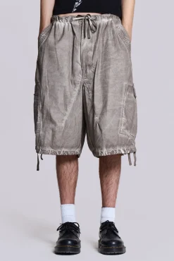 Stone Oil Wash Parachute Shorts-Jaded London Outlet