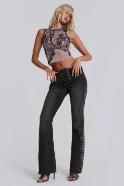 Studded Up Denim Jeans-Jaded London Discount