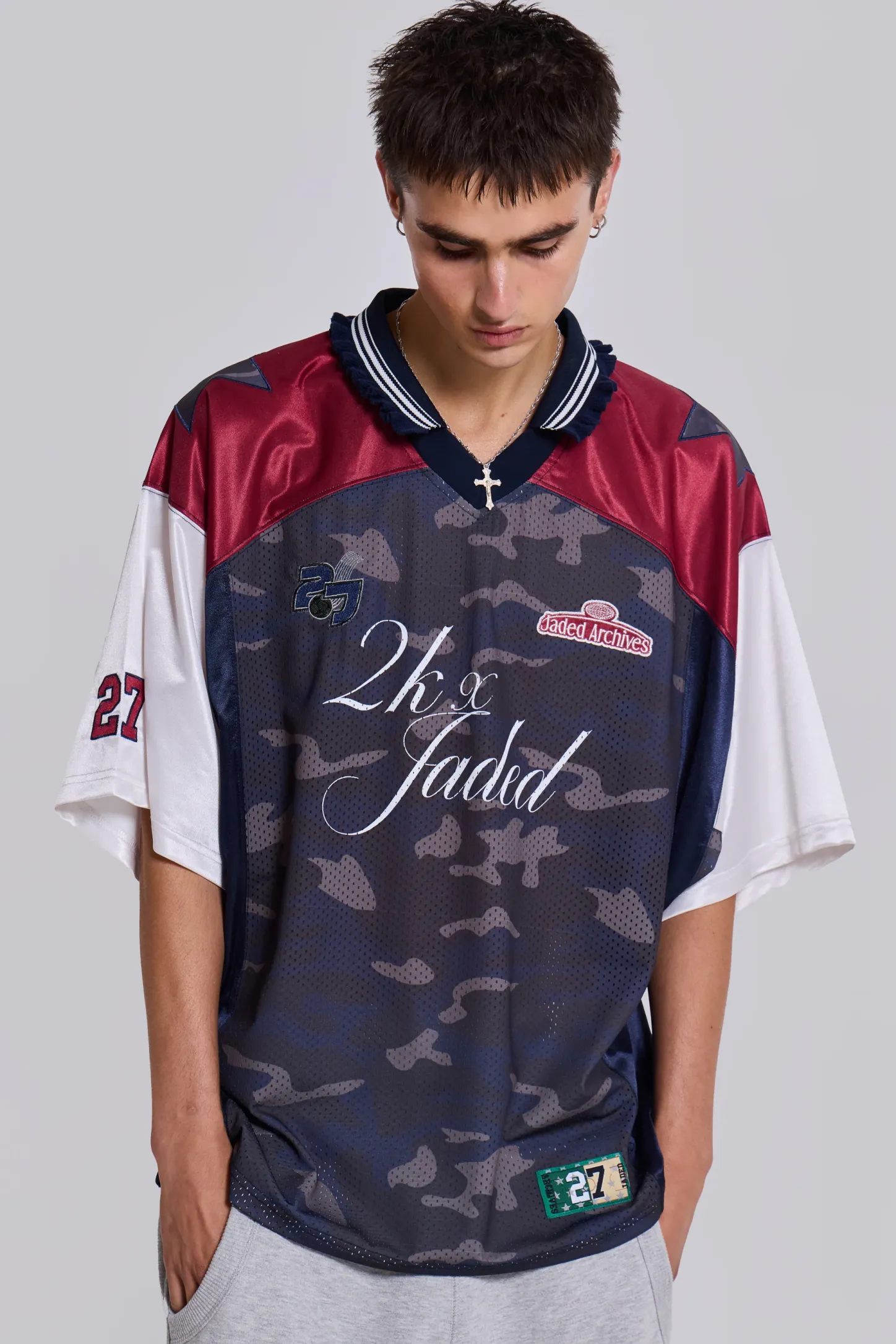 Touchdown Collar Football Shirt-Jaded London New