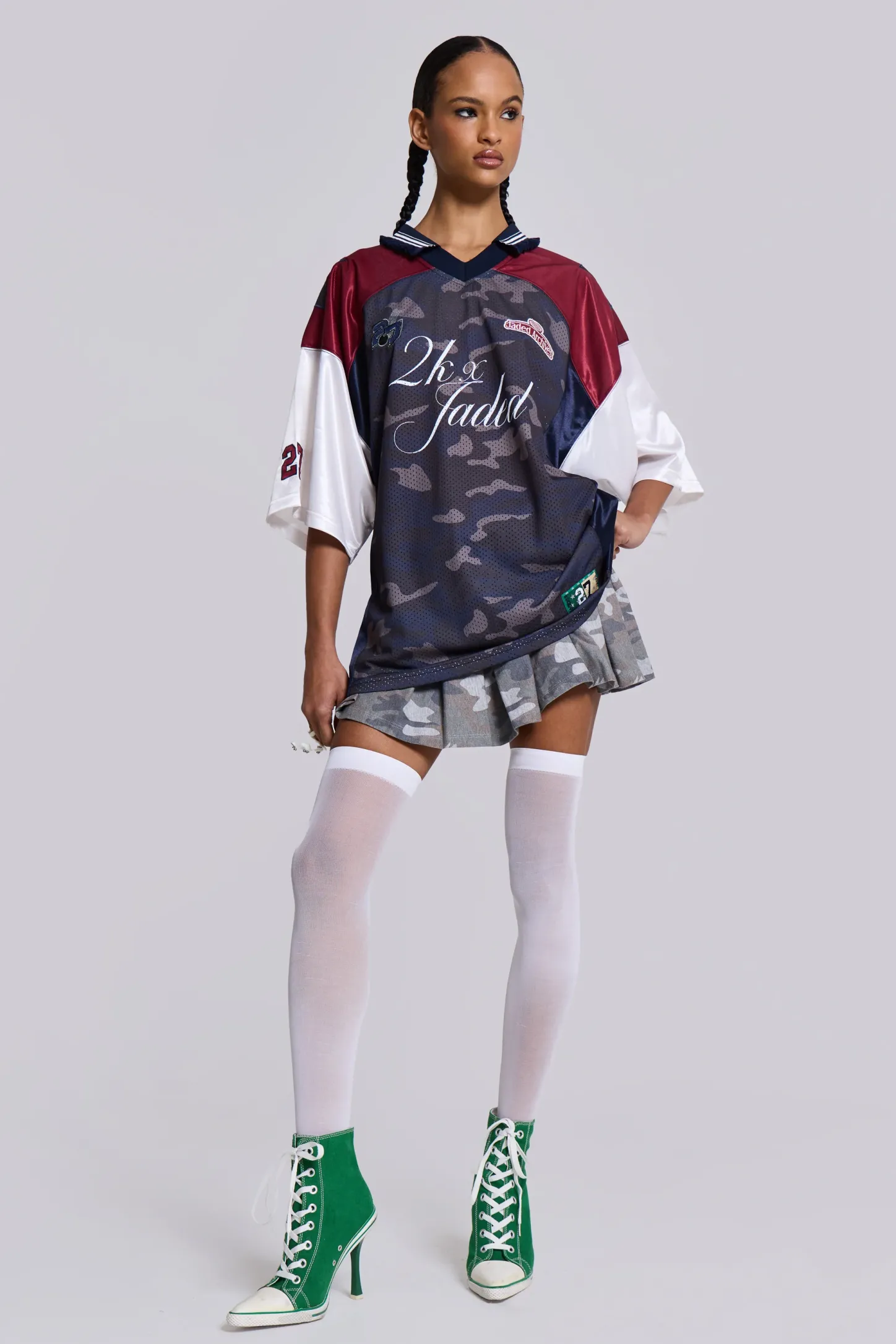 Touchdown Collar Football Shirt-Jaded London Fashion