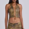 Vaca Whipstitch Faux Leather Corset-Jaded London Online