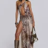 Valentina Asymmetric Cut Out Maxi Dress-Jaded London Fashion