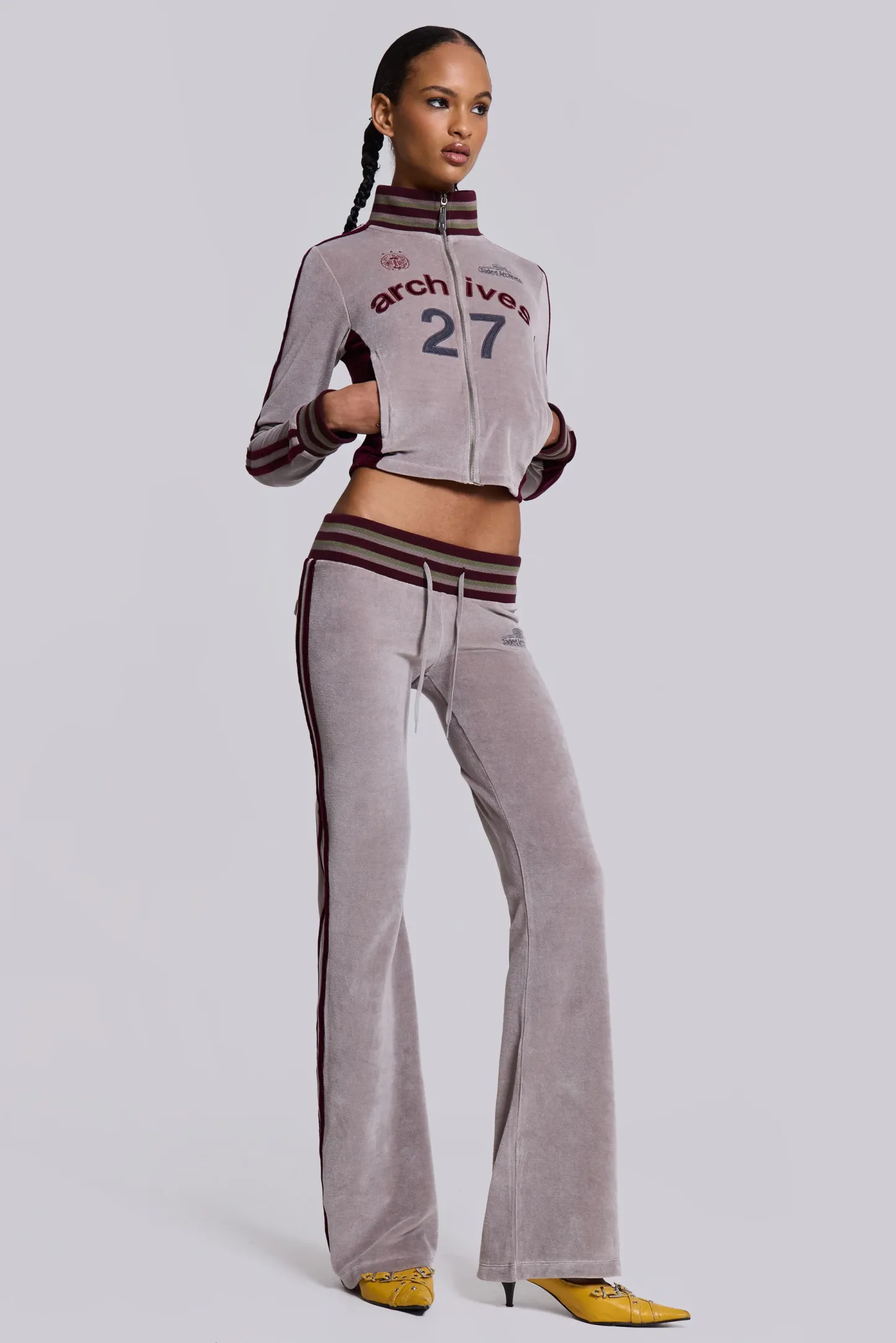 27 Velour Low Rise Bootcut Trousers-Jaded London Fashion
