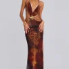 Vida Backless Maxi Dress in Whiskey-Jaded London Online