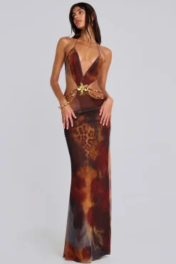 Vida Backless Maxi Dress in Whiskey-Jaded London Online