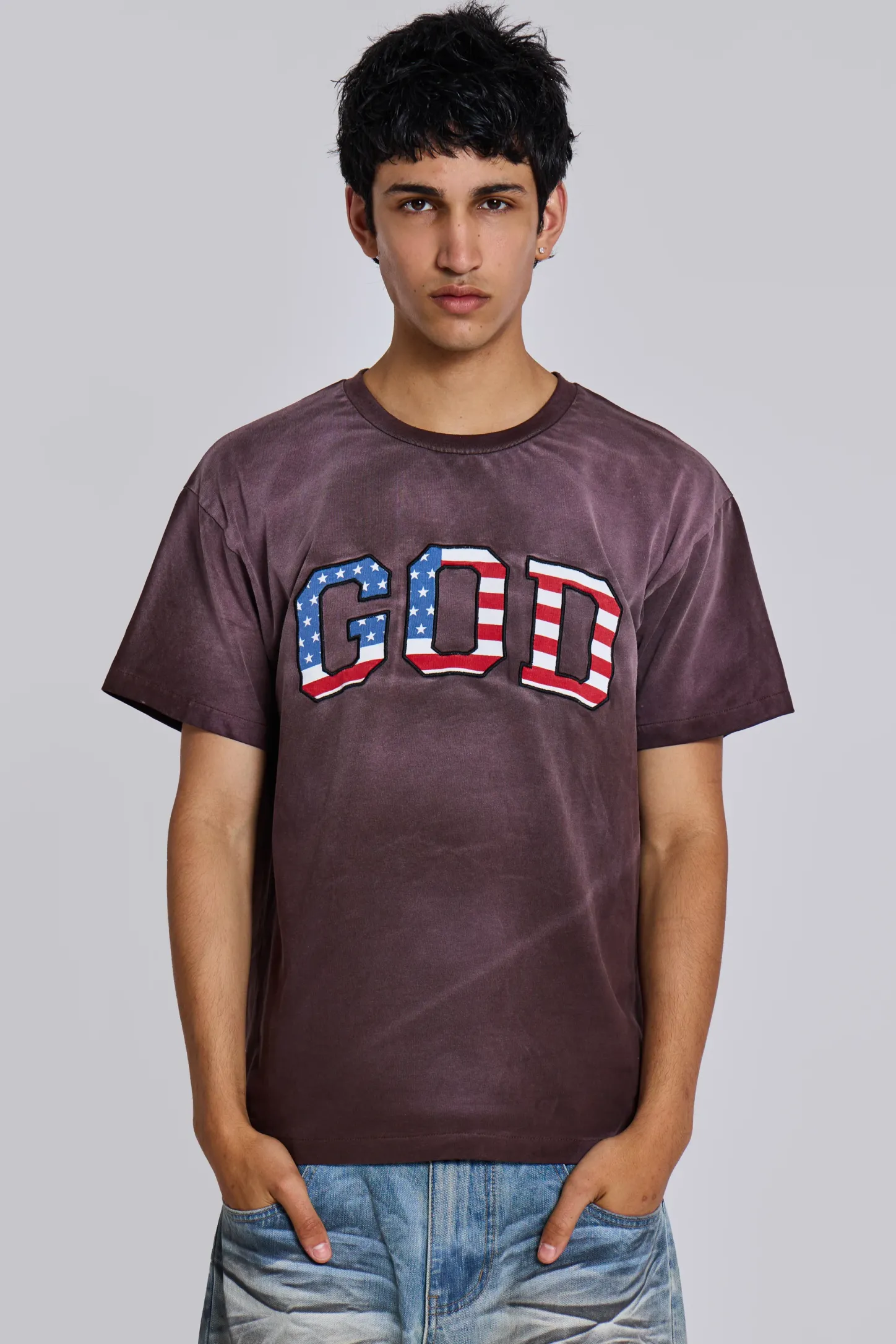 Vintage Wash ‘GOD’ T-Shirt-Jaded London Cheap