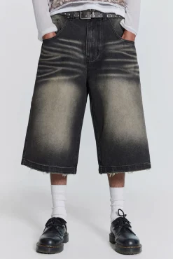 Washed Black Colossus Jorts-Jaded London Best Sale