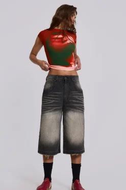 Washed Black Colossus Jorts-Jaded London Shop