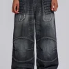 Washed Black Crash Biker Colossus Jeans-Jaded London Store