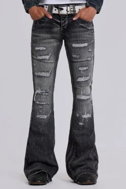 Washed Black Laced Bootcut Jeans-Jaded London Best