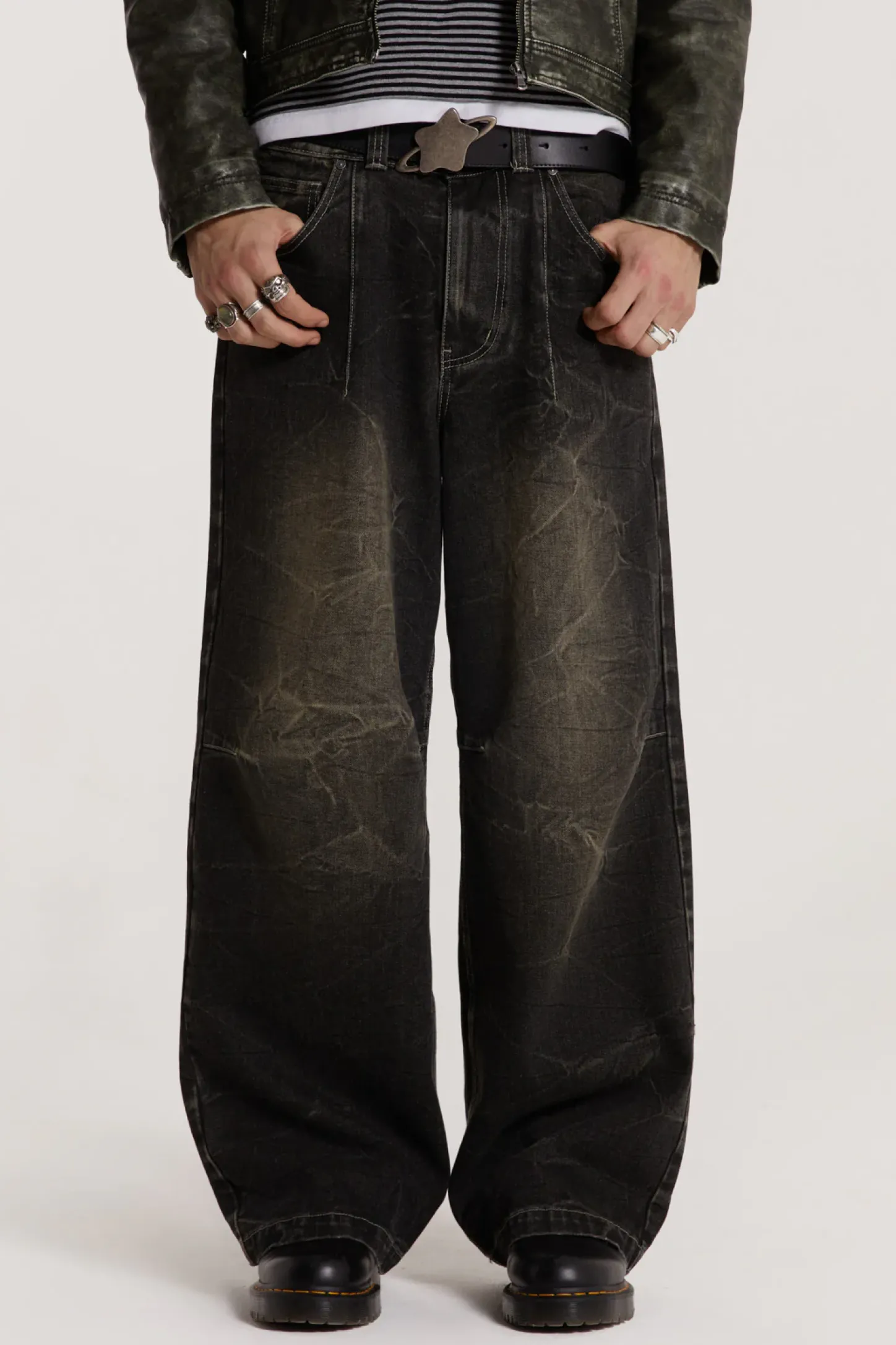 Washed Black Razor Jeans-Jaded London Discount