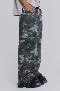 Washed Black Trooper Camo Cargo Pant-Jaded London Sale