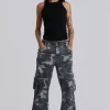 Washed Black Trooper Camo Cargo Pant-Jaded London Cheap