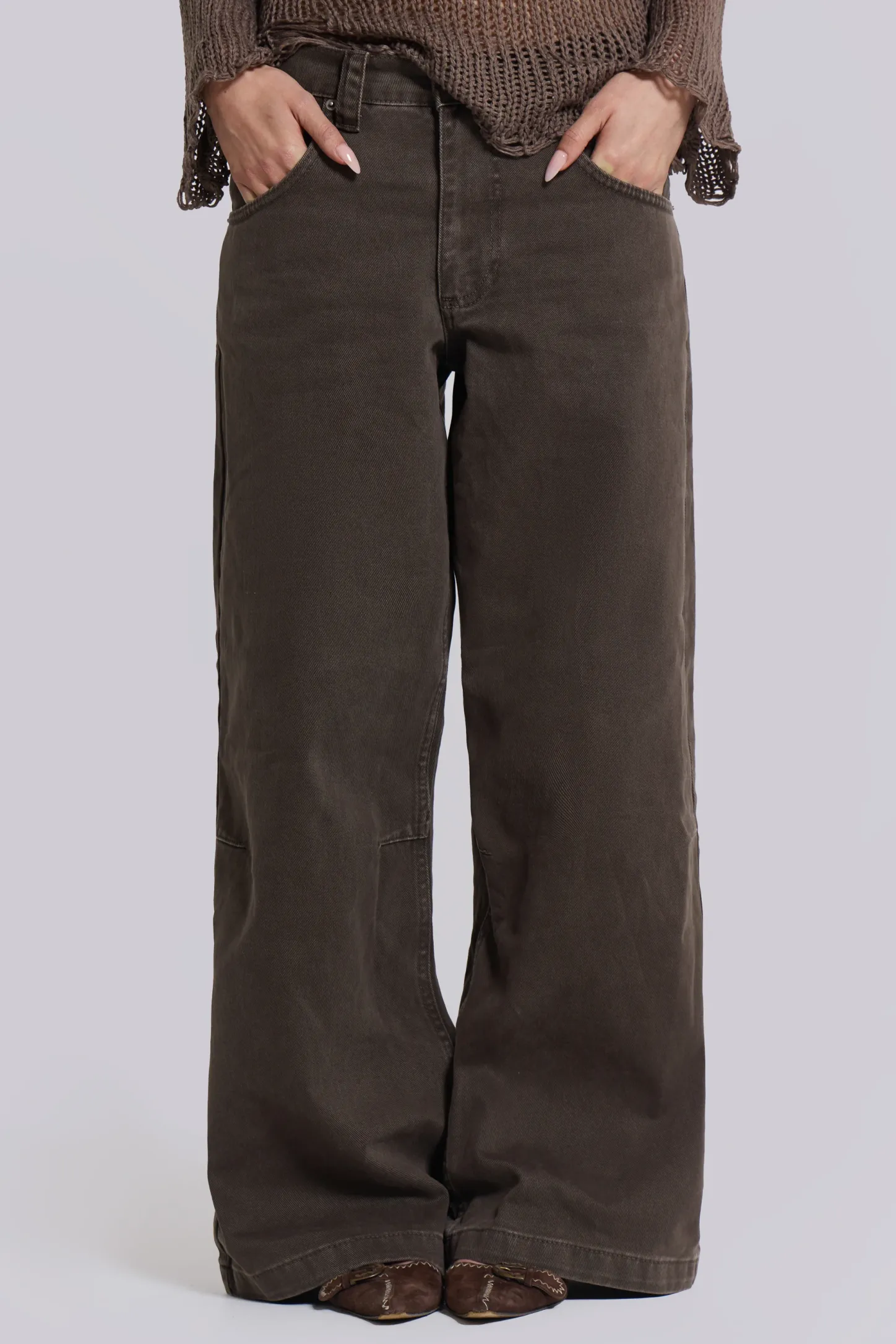 Washed Brown Colossus Jeans-Jaded London Clearance