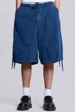 Washed Navy Parachute Short-Jaded London New