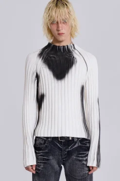 White Asymmetric Luster Knit-Jaded London Fashion