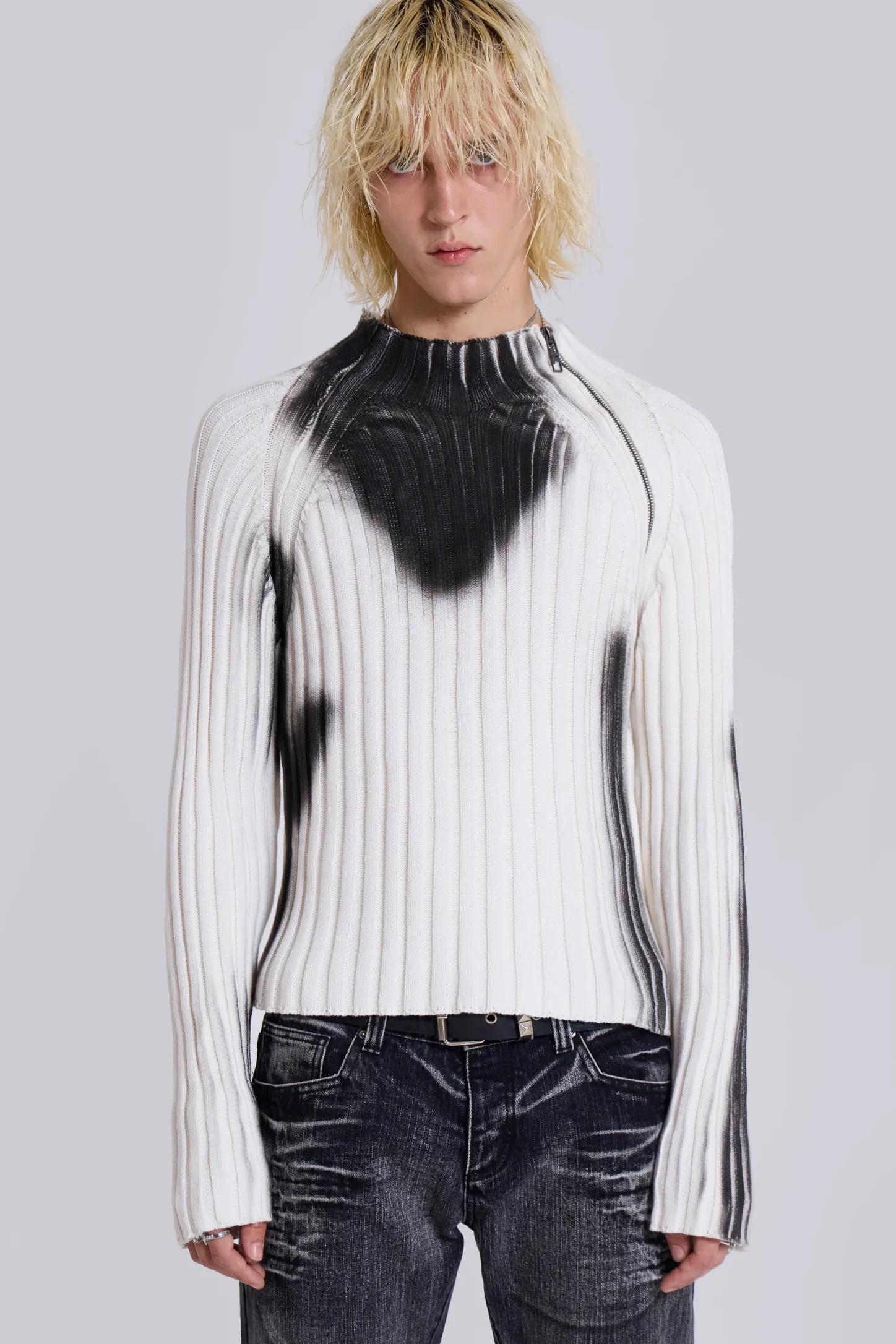 White Asymmetric Luster Knit-Jaded London Fashion