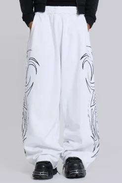 White Baggy Blade Joggers-Jaded London Online