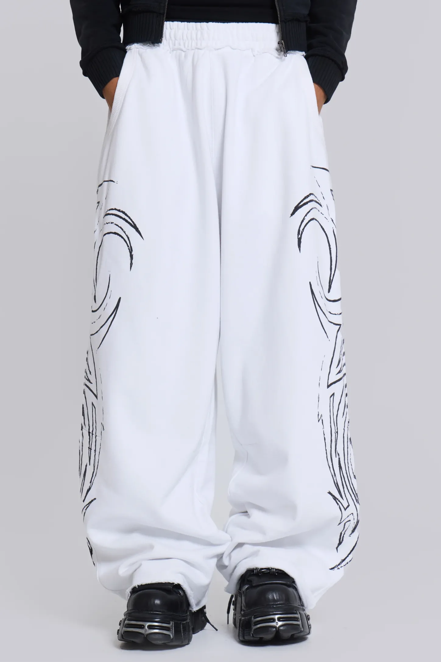 White Baggy Blade Joggers-Jaded London Online