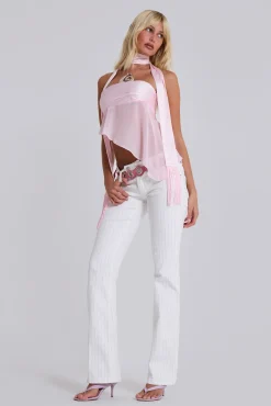 White Pinstripe Thirteen Jeans-Jaded London Fashion